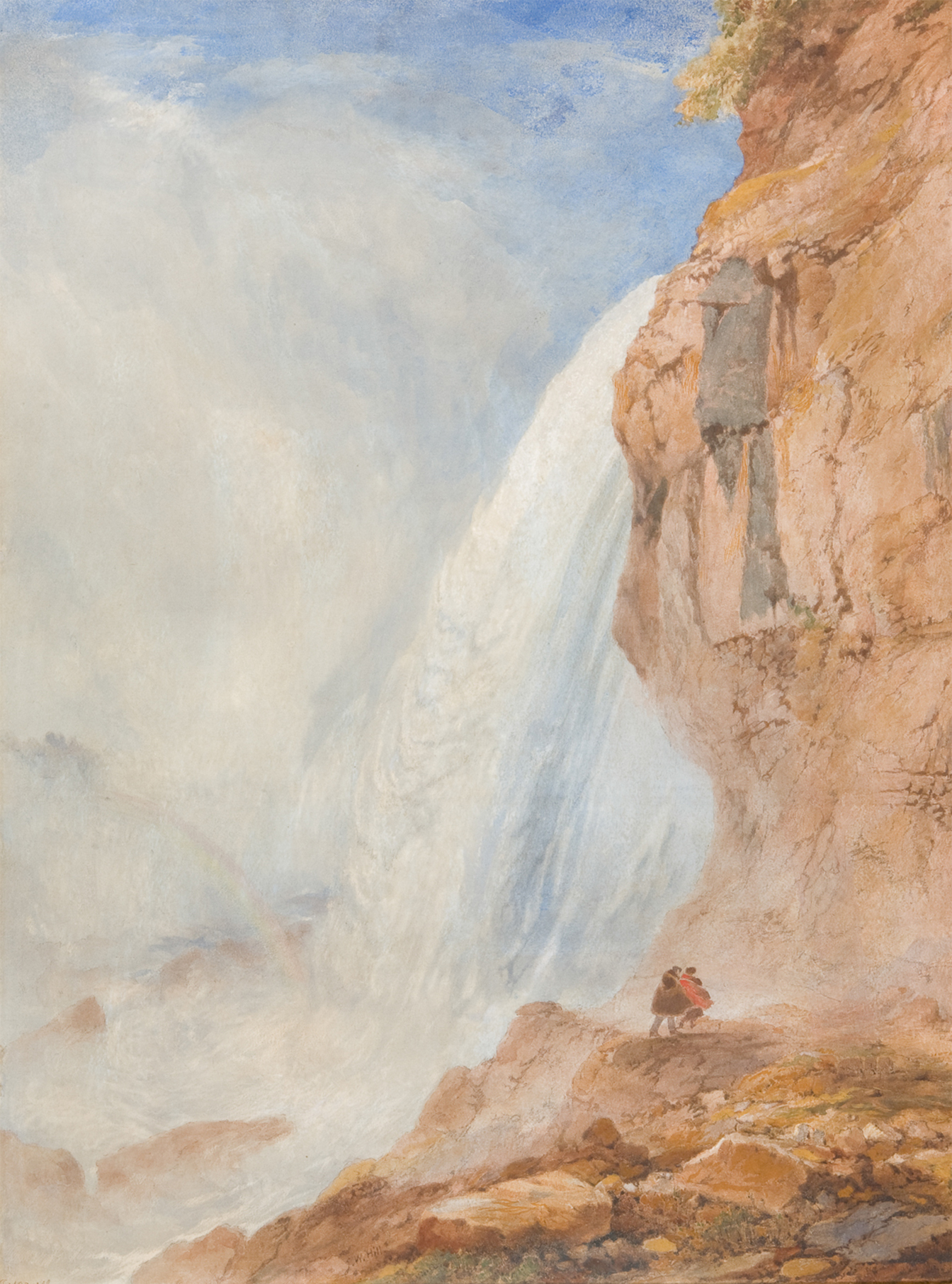 John William Hill, Under the Falls, Niagara, c. 1870, watercolor on paper, 29 x 21½ inches. Palmer Museum of Art, The John Driscoll American Drawings Collection, 2018.153