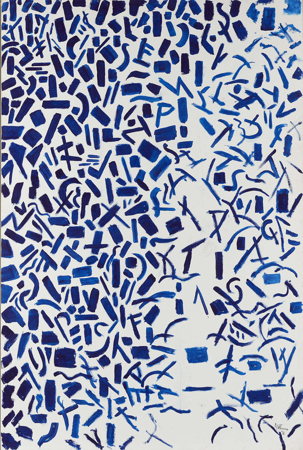 Alma Thomas, Hydrangeas Spring Song, 1976, acrylic on canvas, 78 x 48 inches. Philadelphia Museum of Art, 125th Anniversary Acquisition. Purchased with funds contributed by Mr. and Mrs. Julius Rosenwald II in honor of René and Sarah Carr d’Harnoncourt, The Judith Rothschild Foundation, and with other funds being raised in honor of the 125th Anniversary of the Museum and in celebration of African American art, 2002-20-1.