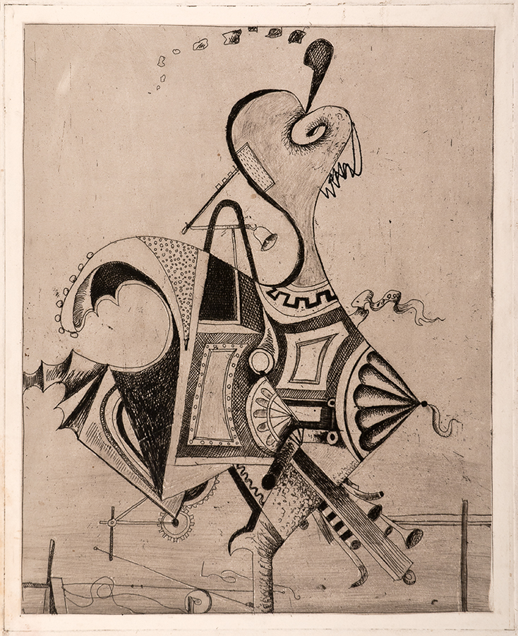 Kurt Seligmann, 1899 I, c. 1931, etching and roulette, 19-11/16 x 14-1/8 inches. Palmer Museum of Art, Gift of Hester Diamond, 2000.18.43