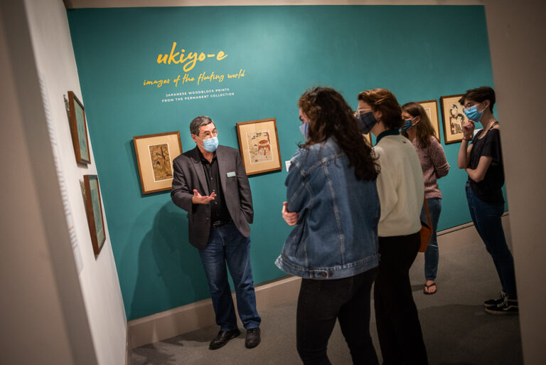 Senior Curator Patrick McGrady leading a class visit in the works on paper gallery.