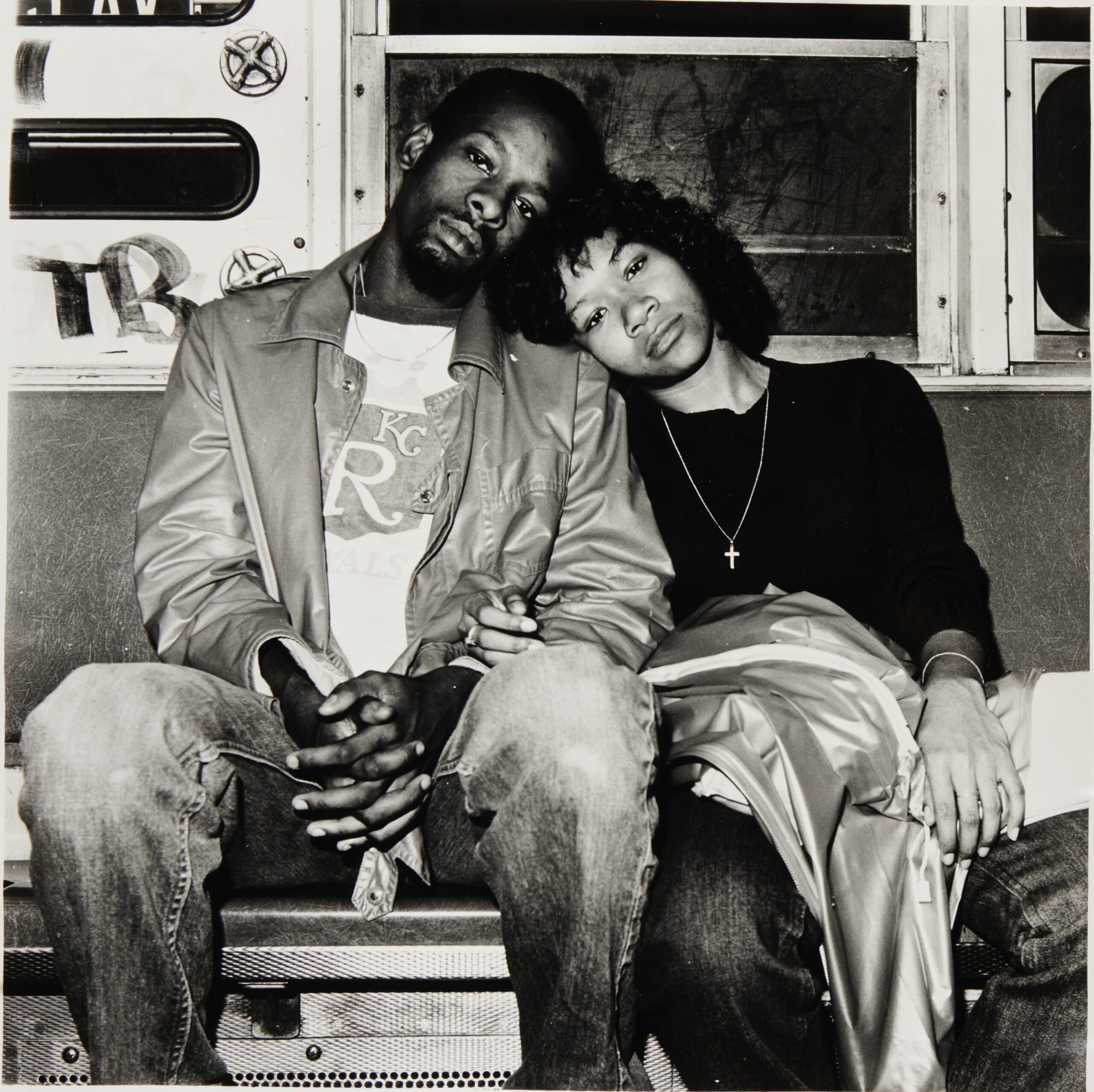 Sophie Rivera (American, 1938–202), Untitled [Couple in a Subway Car], gelatin silver print, 19-7/8 x 15-7/8 inches. Purchased with funds from the John and Lynda Powell Art Acquisition Endowment